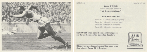 Connaissance des Grands Noms du Sport, Serie 44 (Chocolat Poulain) - Jesse Owens