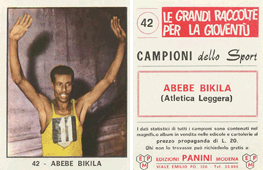 Panini Campioni Dello Sport 1966-67 - Abebe Bikila